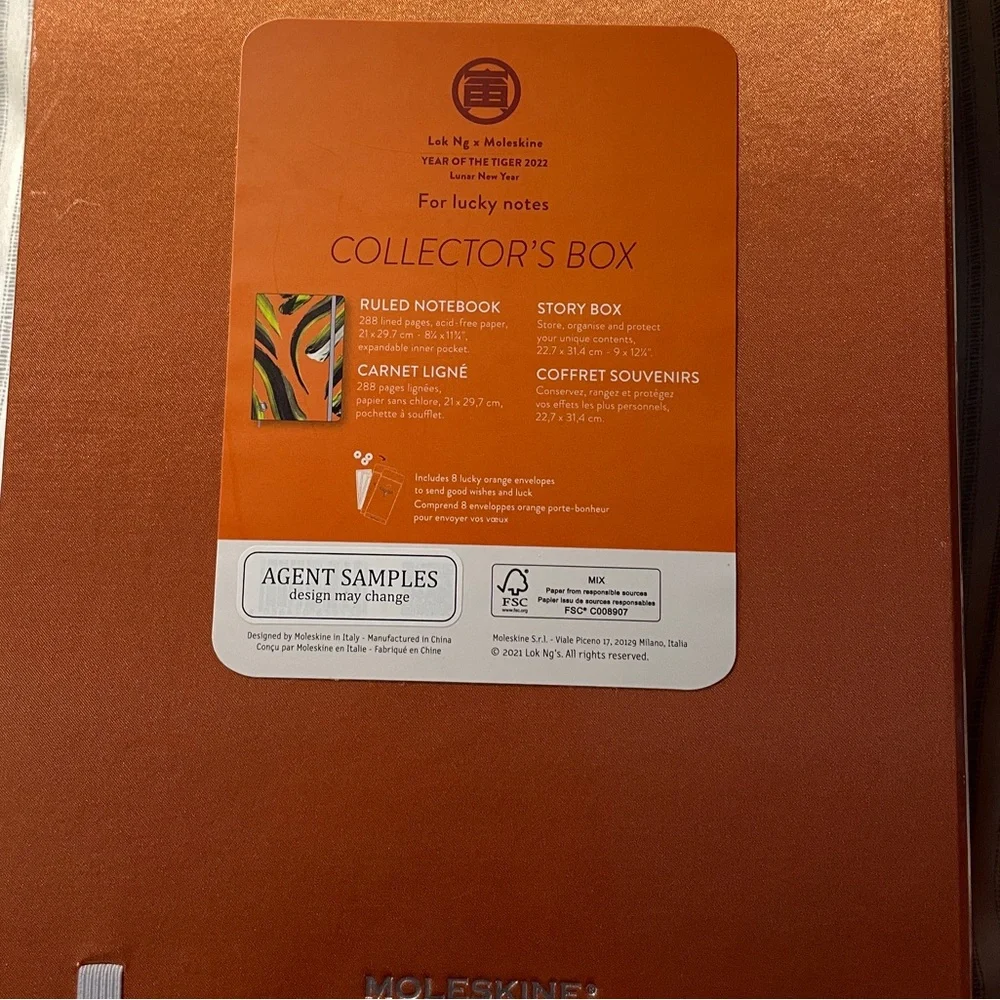 Moleskine Silk Year of Tiger Notebook, 8 lucky envelopes, Collectors Box. NWT - Picture 4 of 10